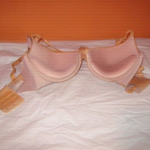Youmita Pale Gold Glittery Fabric Cross Front 38B Bra NWT - Picture 5 of 11